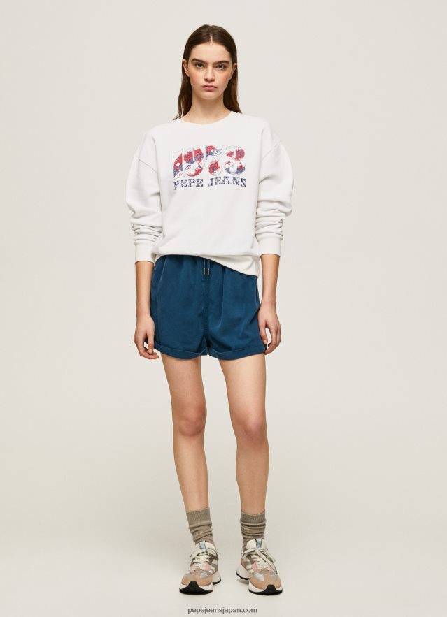 Pepe Jeans 1973 ロゴ プラッシュ スウェットシャツ 女性 白 BRPP82280