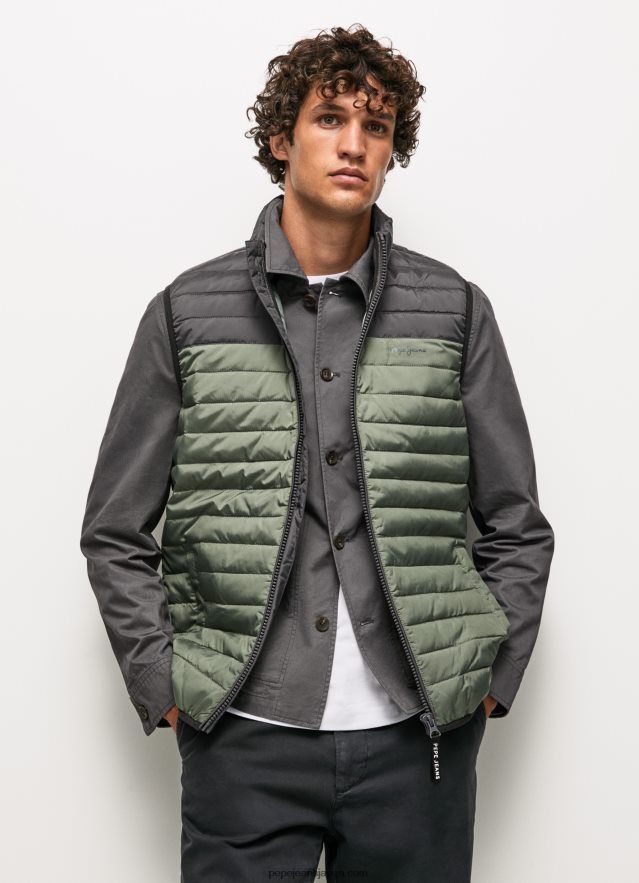 Pepe Jeans カラーブロック パデッドベスト 男性 黒く洗った BRPP82840