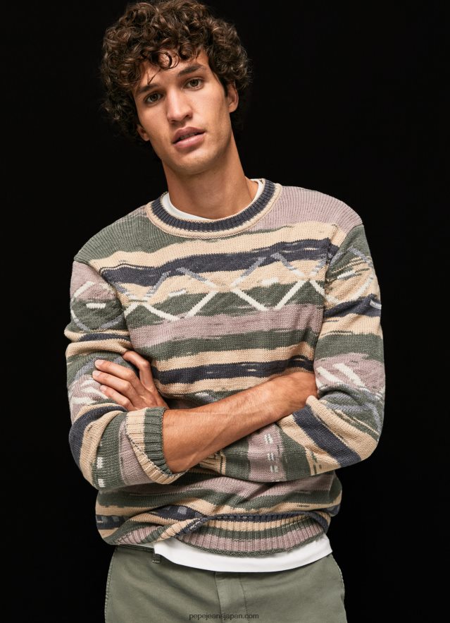 Pepe Jeans ストライプ ラウンドカラー ジャージー 男性 マルチ BRPP82857