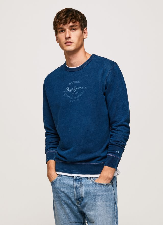 Pepe Jeans ラウンドカラー コットンセーター 男性 インジゴ BRPP82868