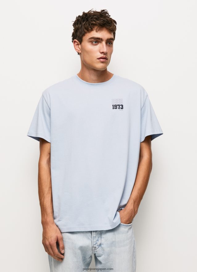 Pepe Jeans 1973 ロゴ コットン Tシャツ 男性 ブリーチブルー BRPP82924