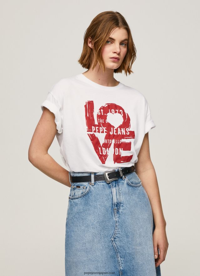 Pepe Jeans Love ロゴ Tシャツ 女性 白 BRPP82396