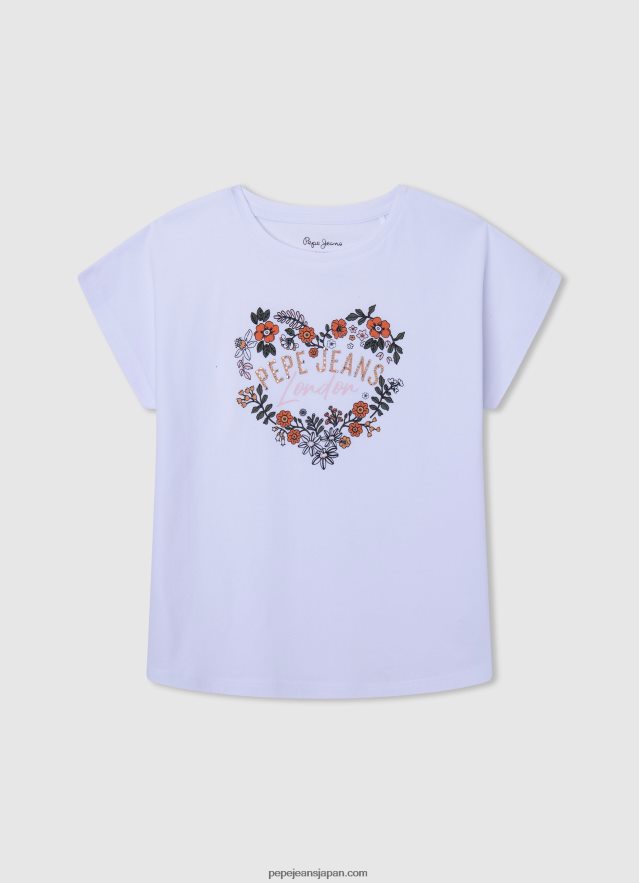 Pepe Jeans ロゴプリント Tシャツ 女の子 白 BRPP821452