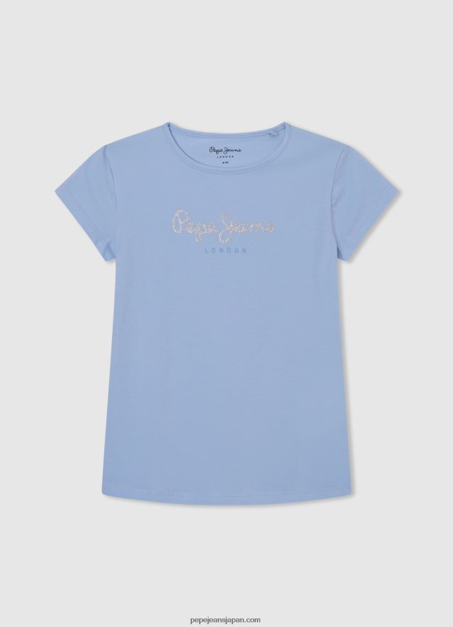 Pepe Jeans グリッター ロゴ Tシャツ 女の子 ベイ BRPP821465