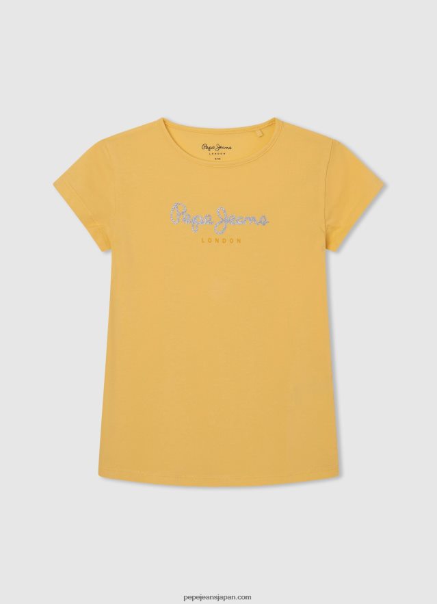 Pepe Jeans グリッター ロゴ Tシャツ 女の子 輝く BRPP821468