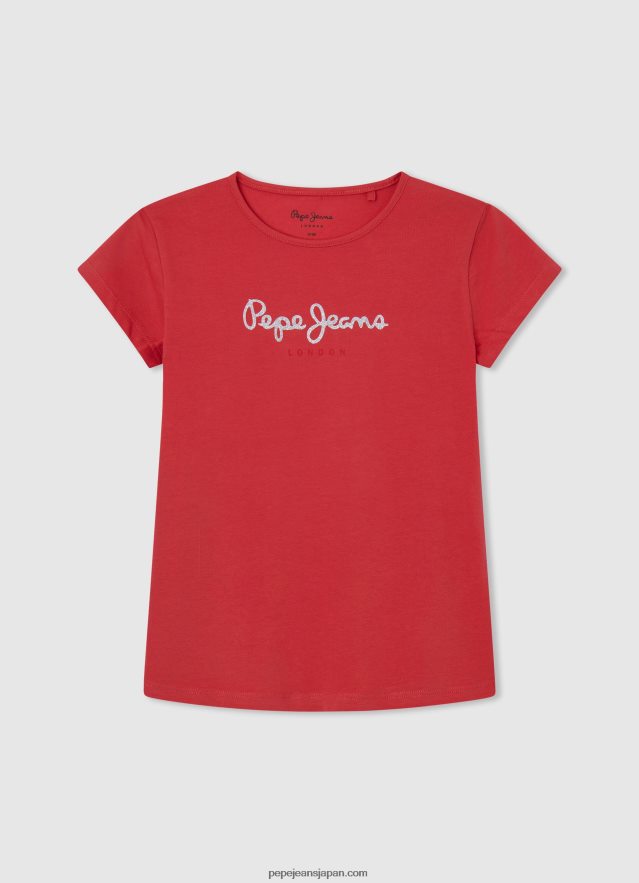 Pepe Jeans グリッター ロゴ Tシャツ 女の子 スタジオレッド BRPP821469