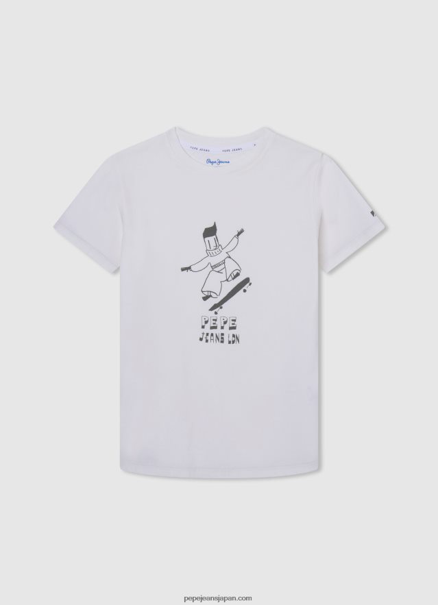 Pepe Jeans グラフィックプリント Tシャツ 男の子 オフホワイト BRPP821653