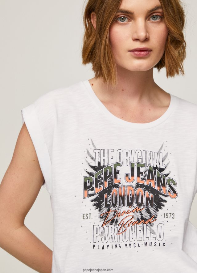 Pepe Jeans ロゴプリント Tシャツ 女性 白 BRPP82445