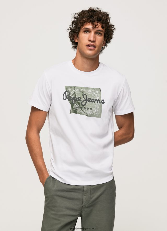 Pepe Jeans コットンロゴ Tシャツ 男性 白 BRPP82938