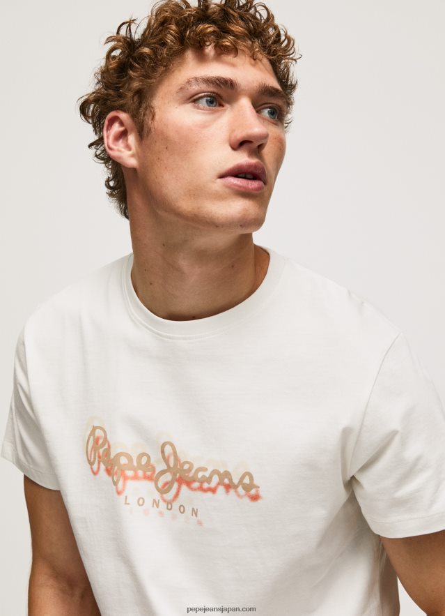 Pepe Jeans ロゴプリント Tシャツ 男性 オフホワイト BRPP82992