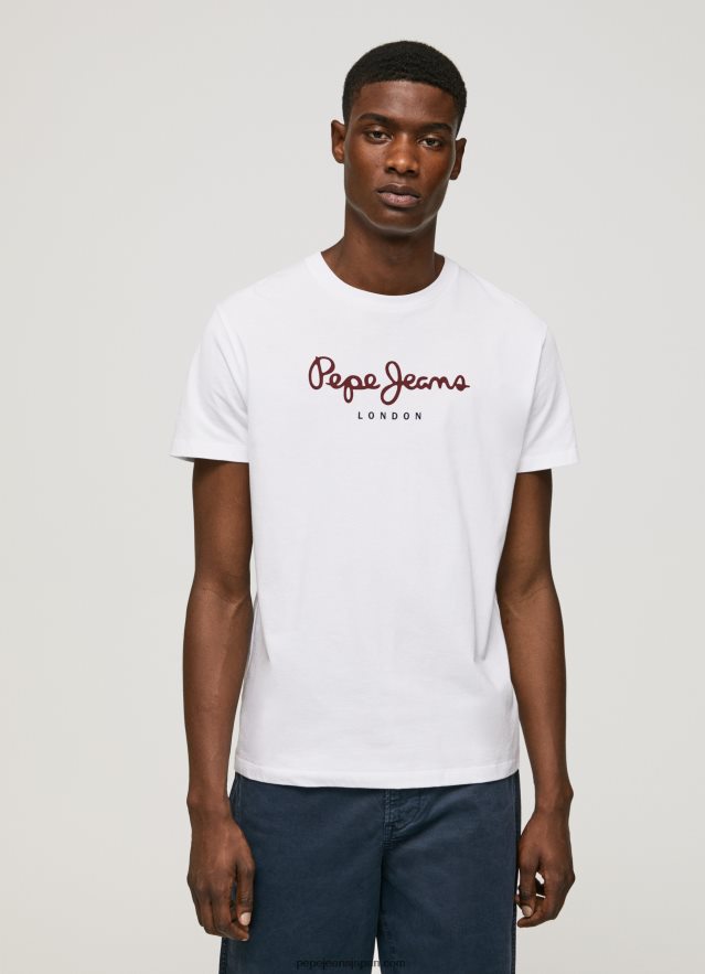 Pepe Jeans プリントロゴ コットンTシャツ 男性 白 BRPP82998